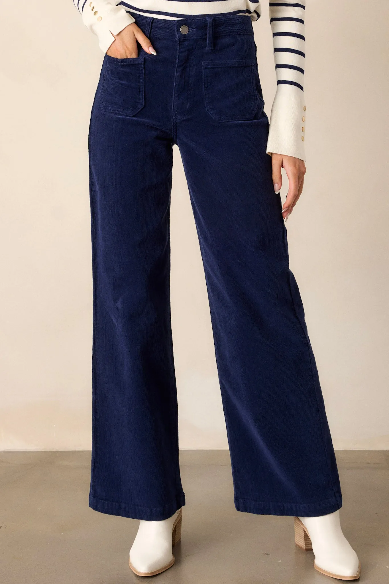 Rhythm & Blues Navy Corduroy Straight Leg Pants