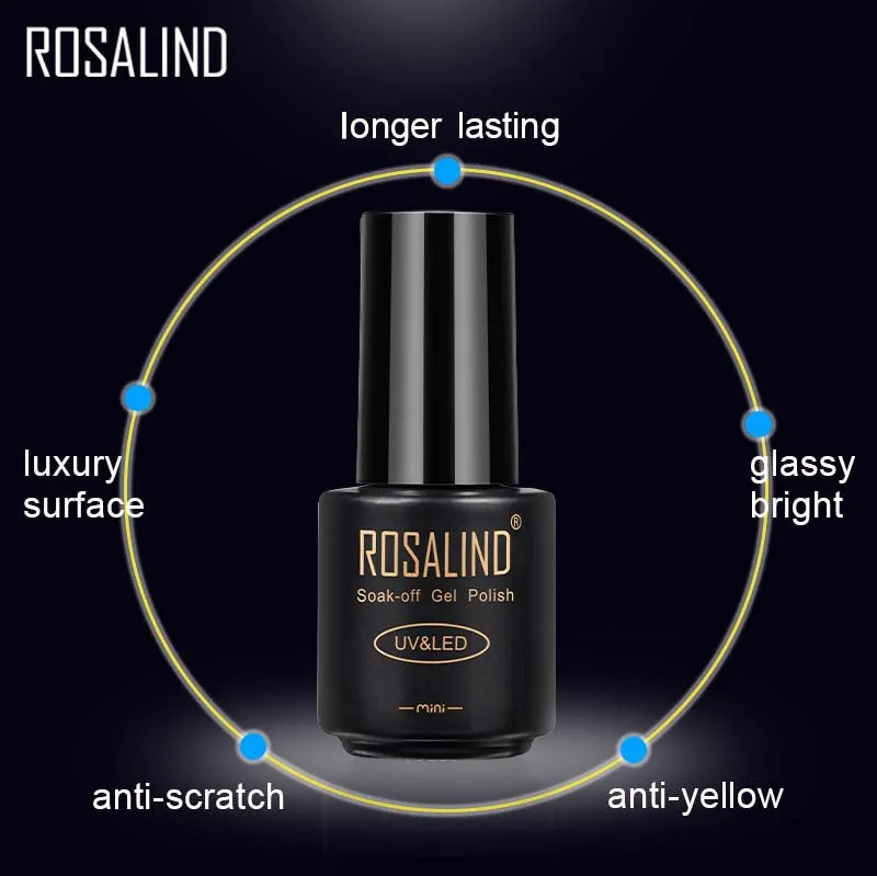 ROSALIND Tempered Top Coat Gel Polish Bright For Nail Art Design LED/UV Lamp