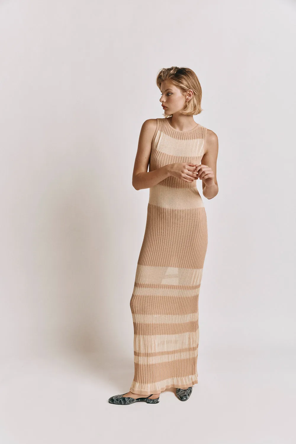 Rowan Knit Maxi Dress Nude