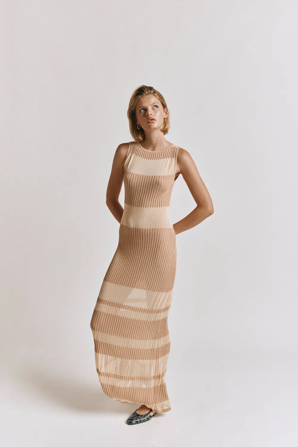 Rowan Knit Maxi Dress Nude