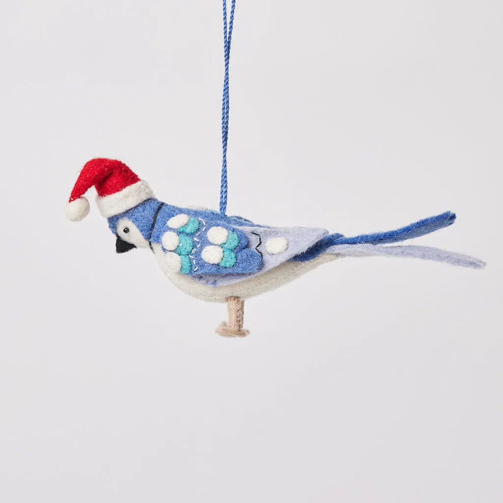 Santa Blue Jay Ornament