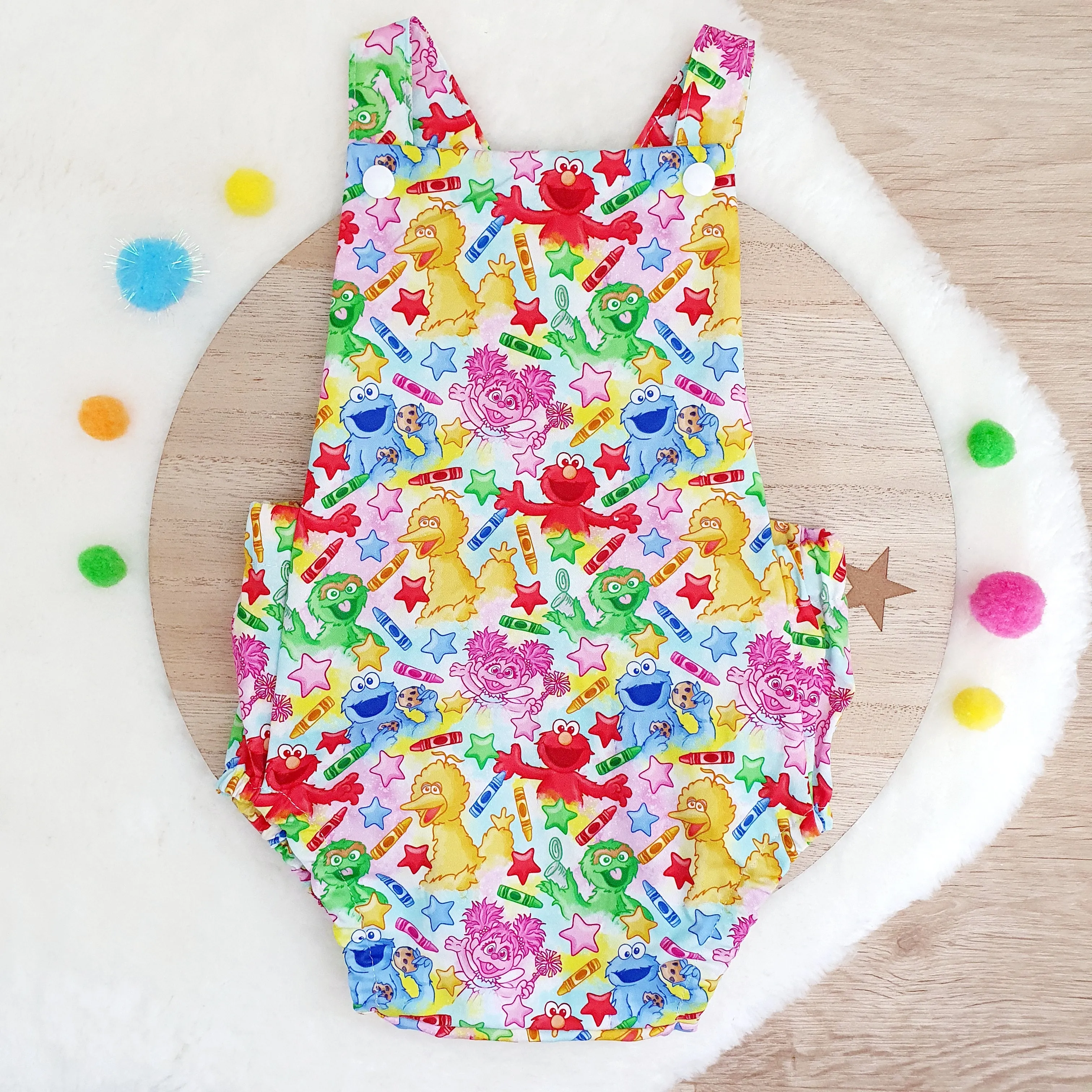 SESAME STREET print Baby Romper, Size 0