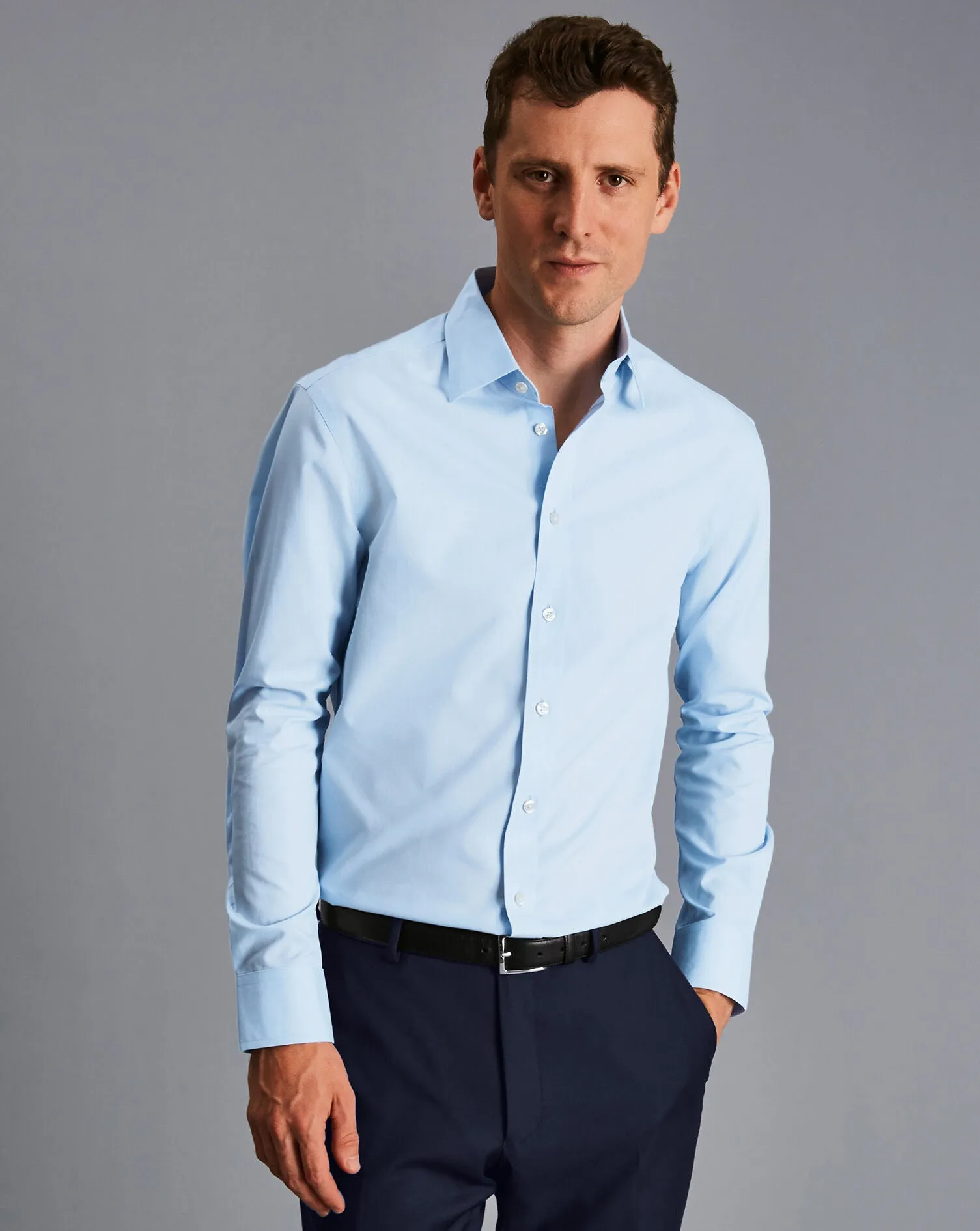 SKY BLUE NON-IRON POPLIN SLIM FIT SHIRT