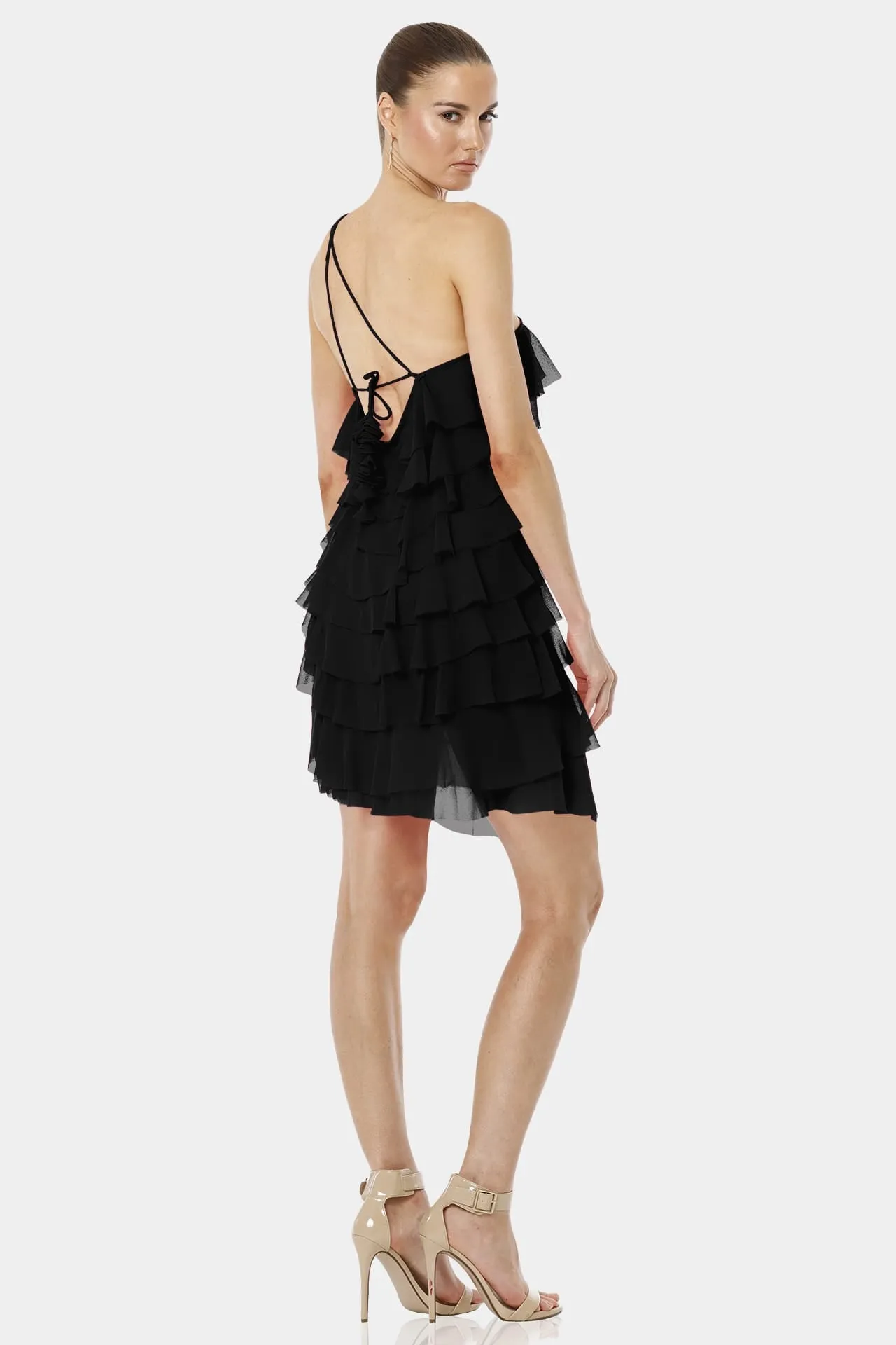 Starlight Exotic Black One Shoulder Mini Dress