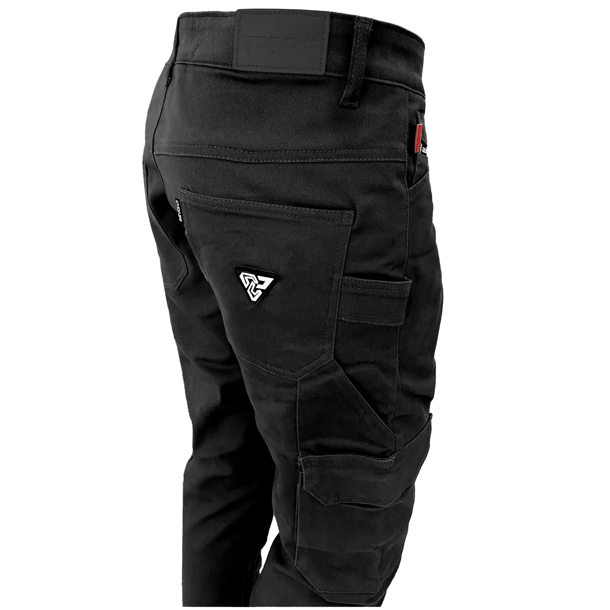 Straight Leg Cargo Pants - Black with Pads