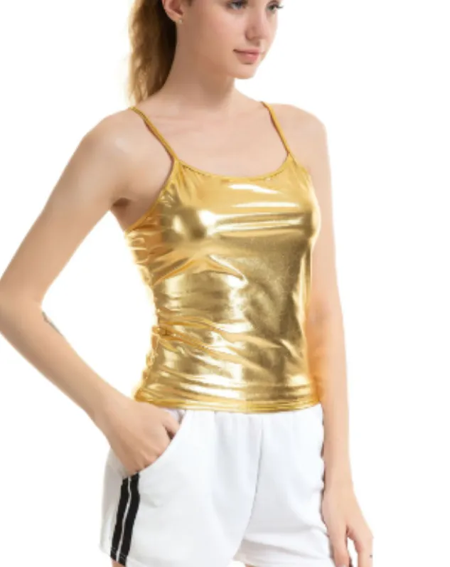 Stretchy Metallic Vest Top