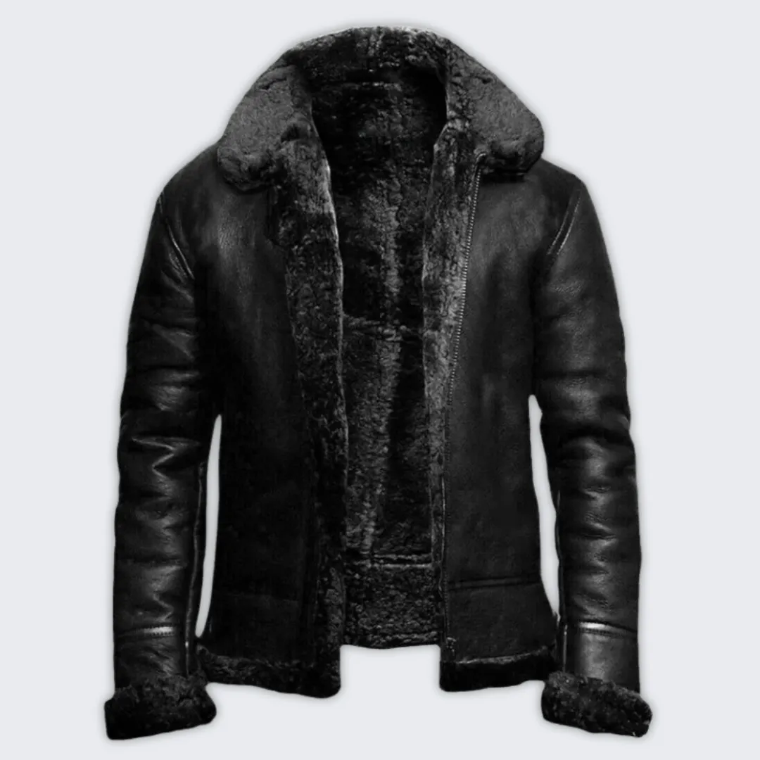 Stylish Men's Leather Winter Coat | Warm Bruce Jacket