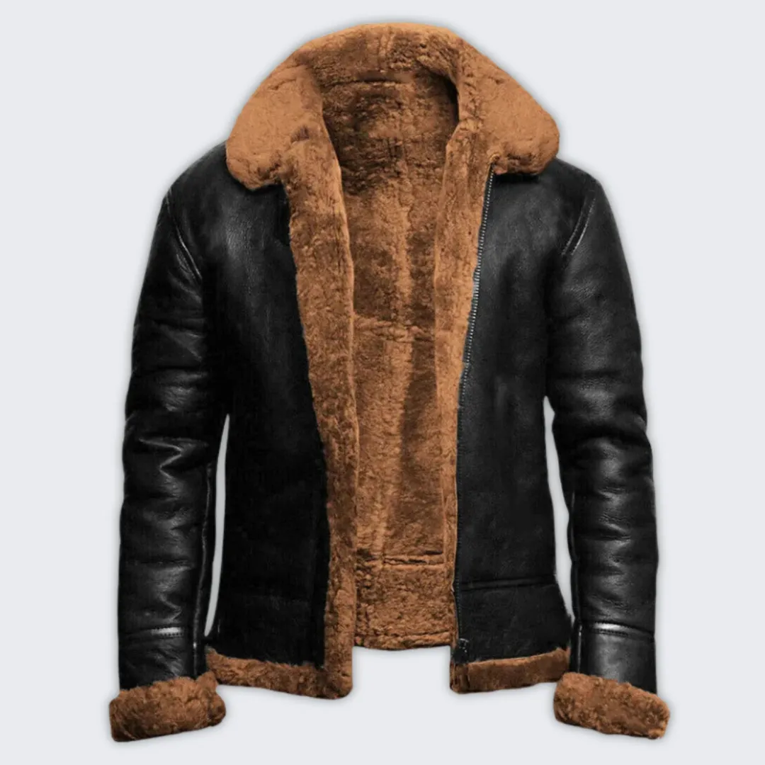 Stylish Men's Leather Winter Coat | Warm Bruce Jacket