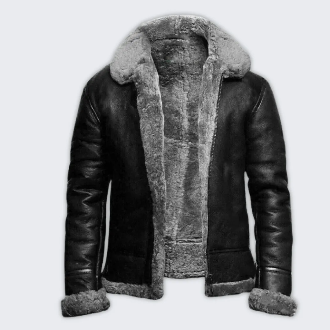 Stylish Men's Leather Winter Coat | Warm Bruce Jacket