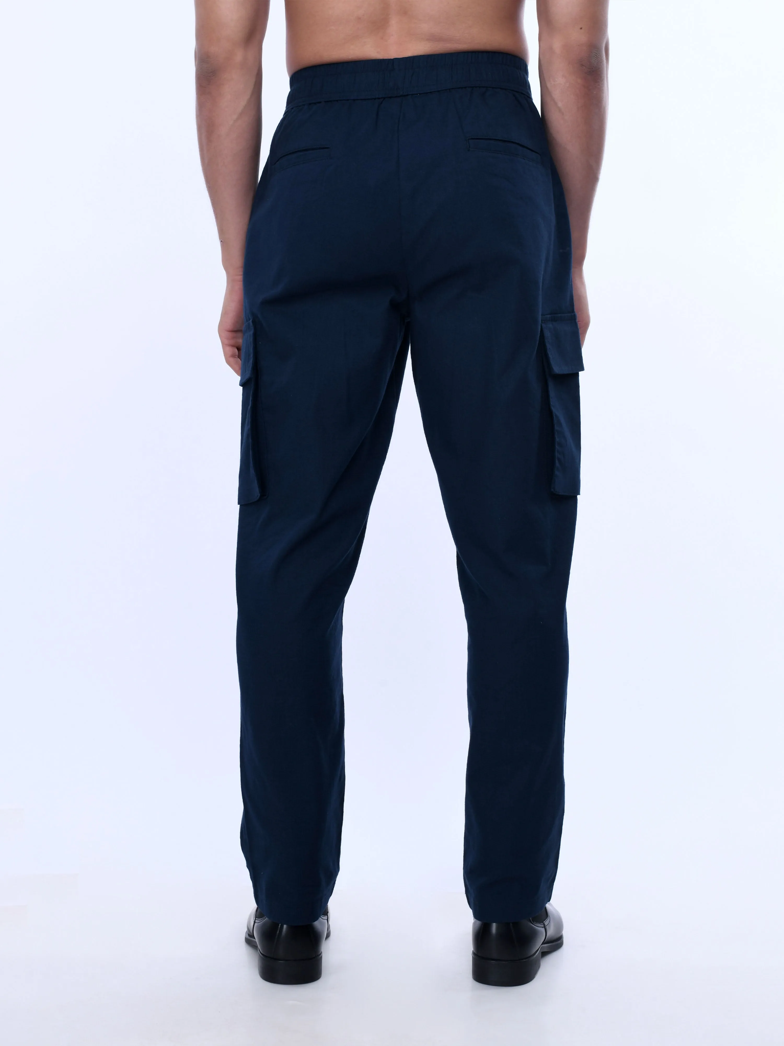 Textured Relaxed Flexiwaist Navy Cargo