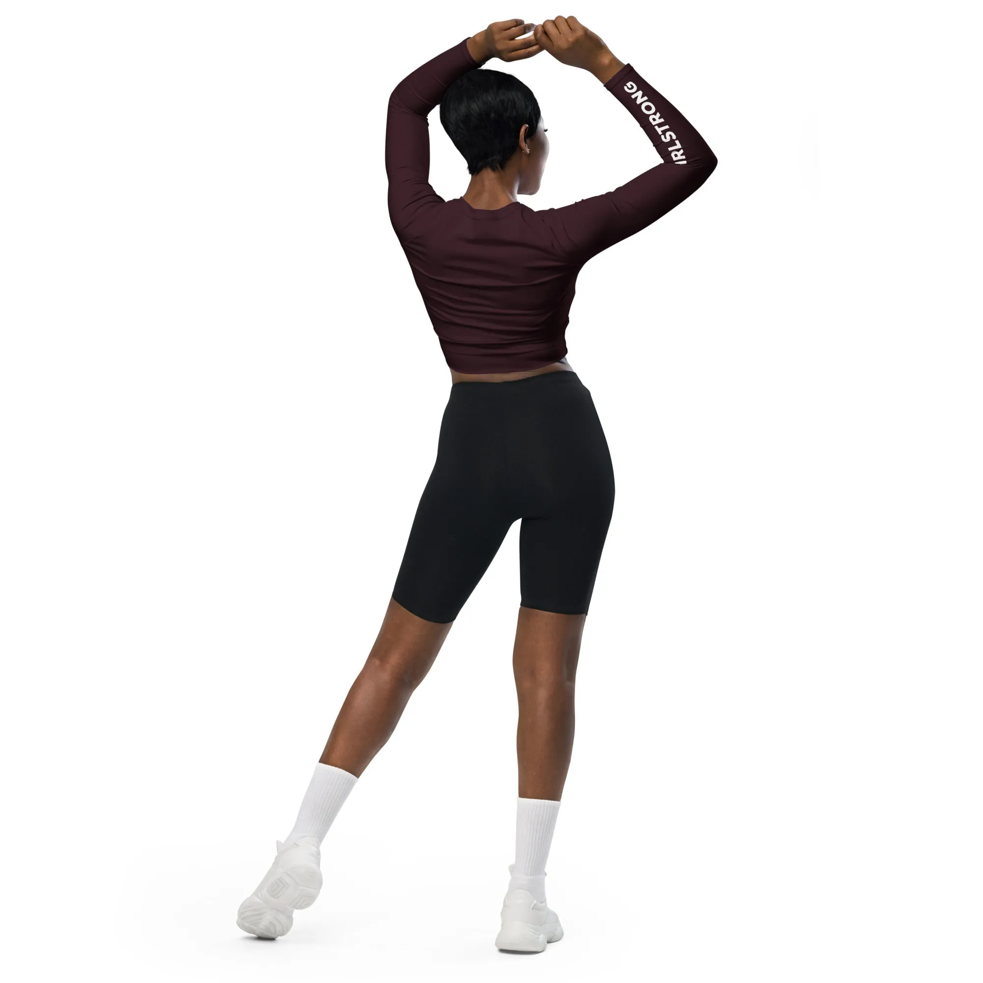 THE ESSENTIAL, SOFT AND STRETCHY,  LONG SLEEVE FITTED CROP TOP CABERNET