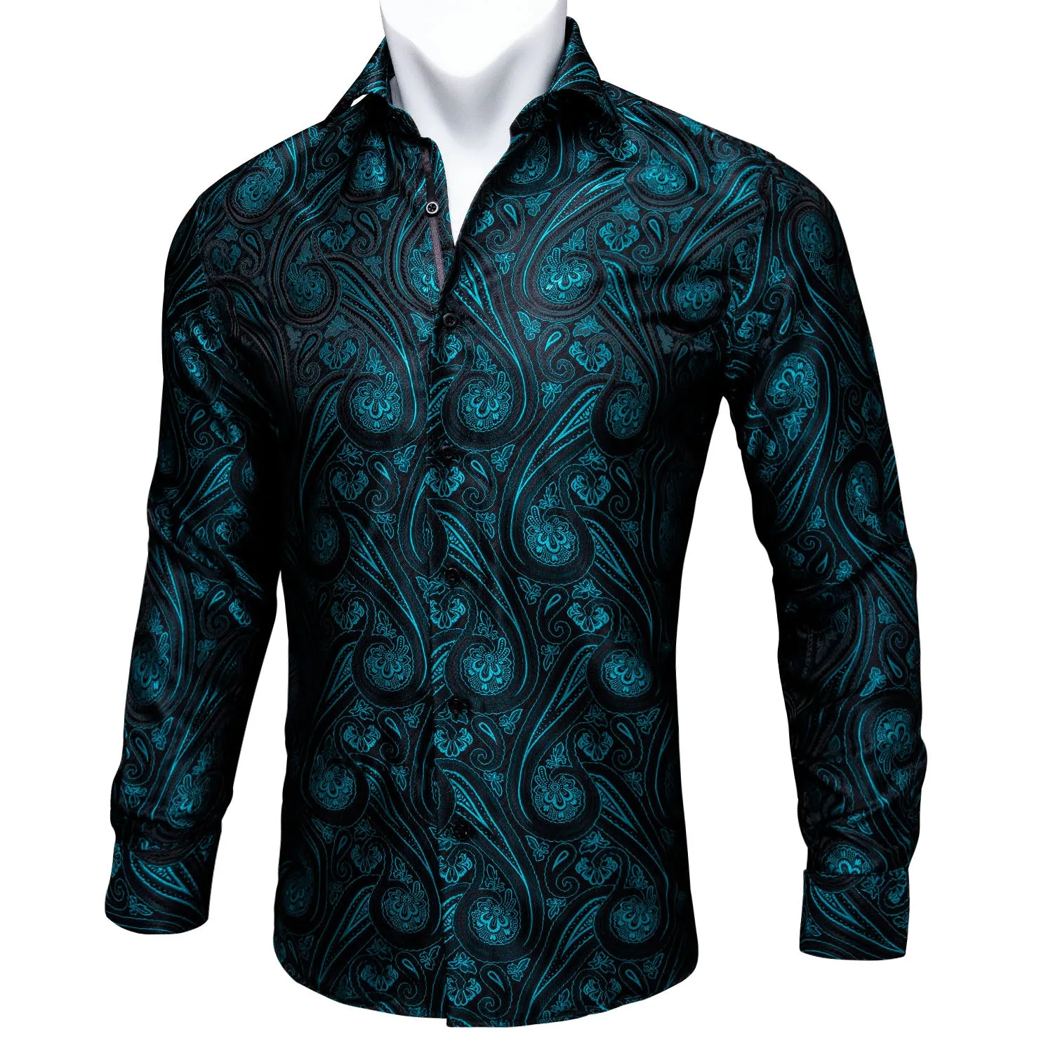 Ties2you Classic Black BLue Paisley Silk Men's Shirt