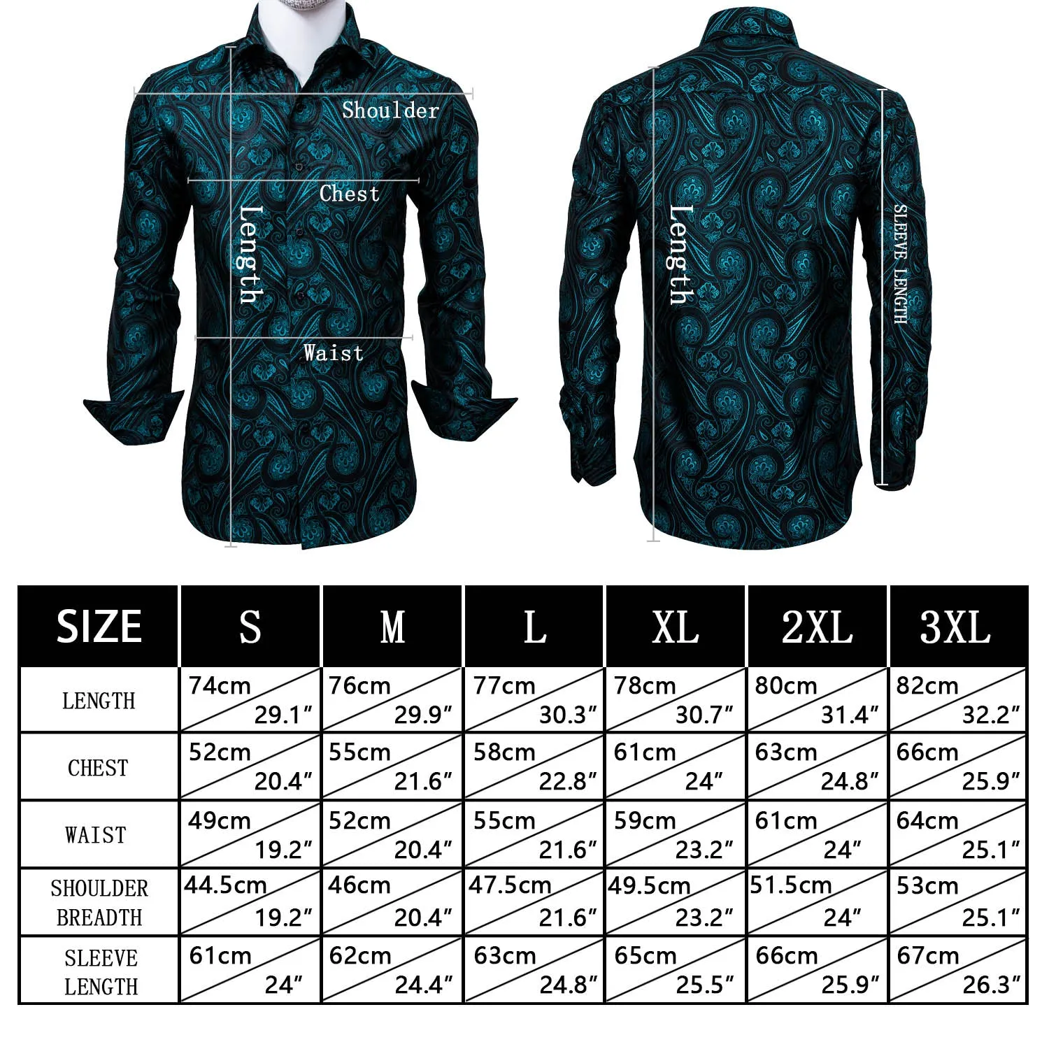 Ties2you Classic Black BLue Paisley Silk Men's Shirt