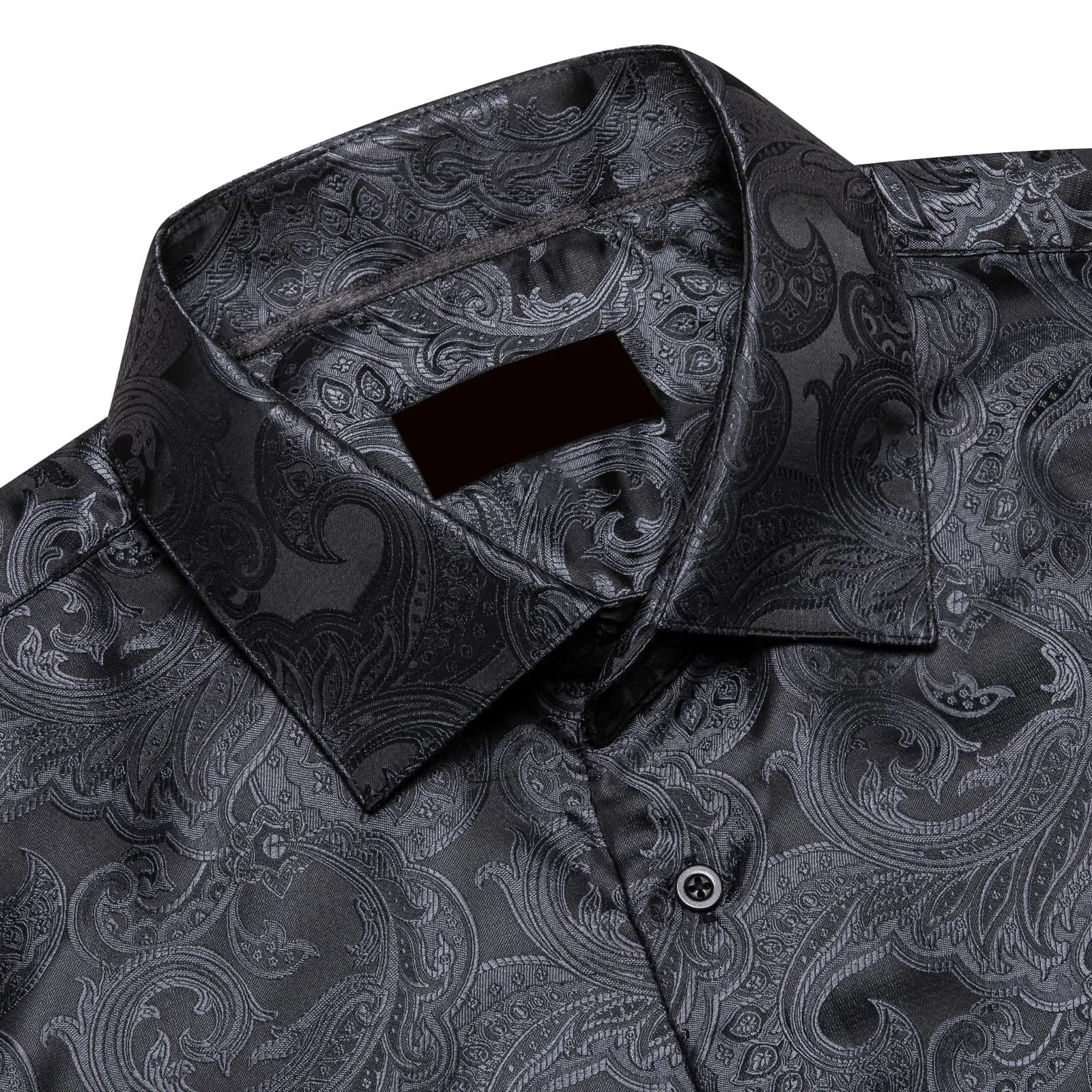 Ties2you Dress Shirt Classic Black Floral Silk Long Sleeve Button Shirt for Men