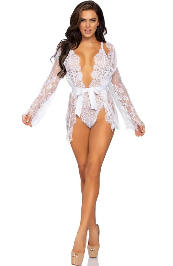 White bodysuit & robe - My Only Wish