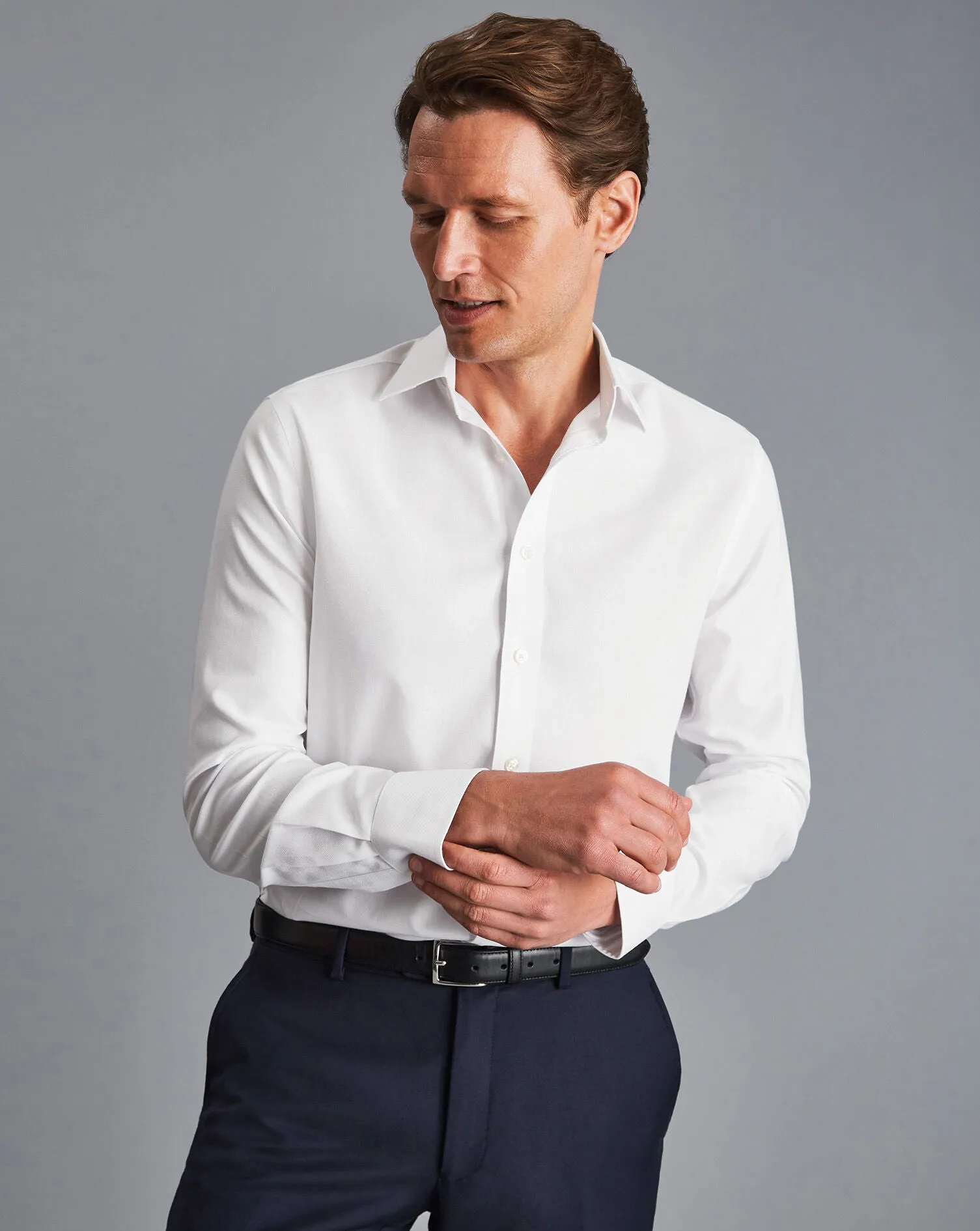 WHITE NON IRON ROYAL OXFORD SLIM FIT SHIRT