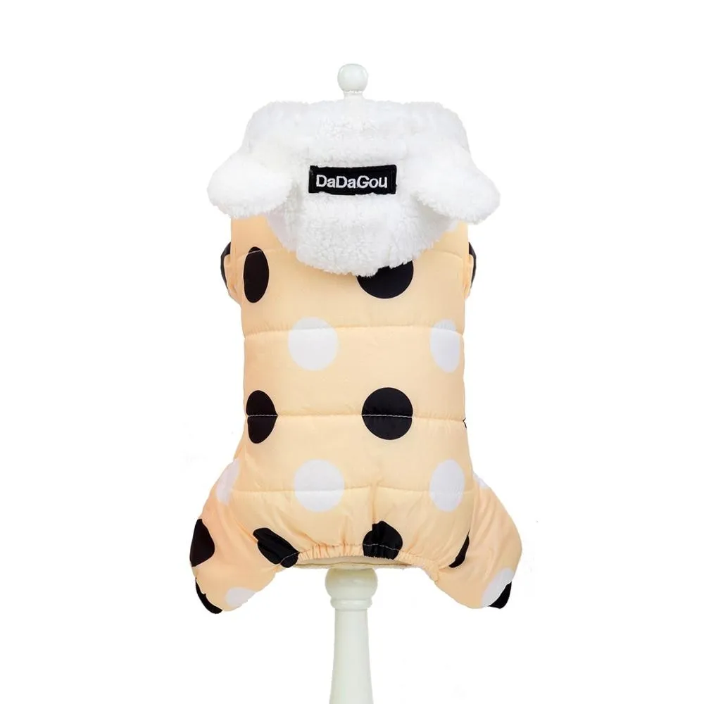 Winter Dog Clothes Hoodie Coat Big Polka Dot Cotton Coat Sweater