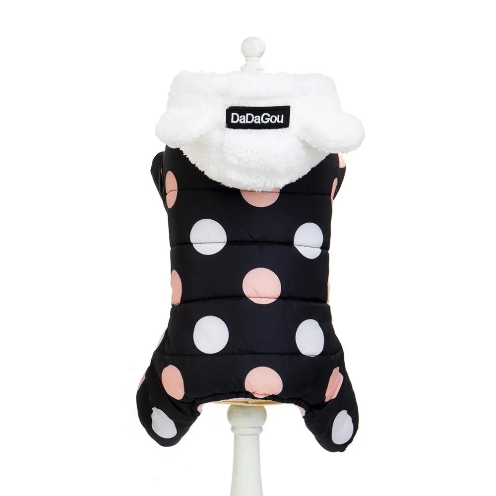 Winter Dog Clothes Hoodie Coat Big Polka Dot Cotton Coat Sweater