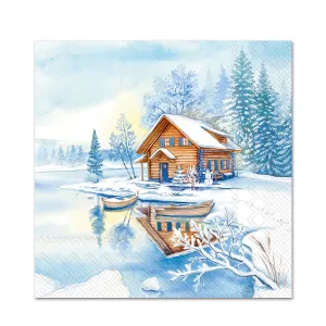 Winter Lake House Paper Beverage Napkins