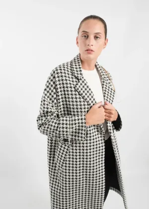 Winter Style Houndstooth Check Coat with Sheen Finish by Linu