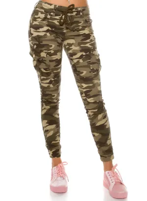 Women's Girls Stylish Ladies  Military Camouflage cargo trousers jeans