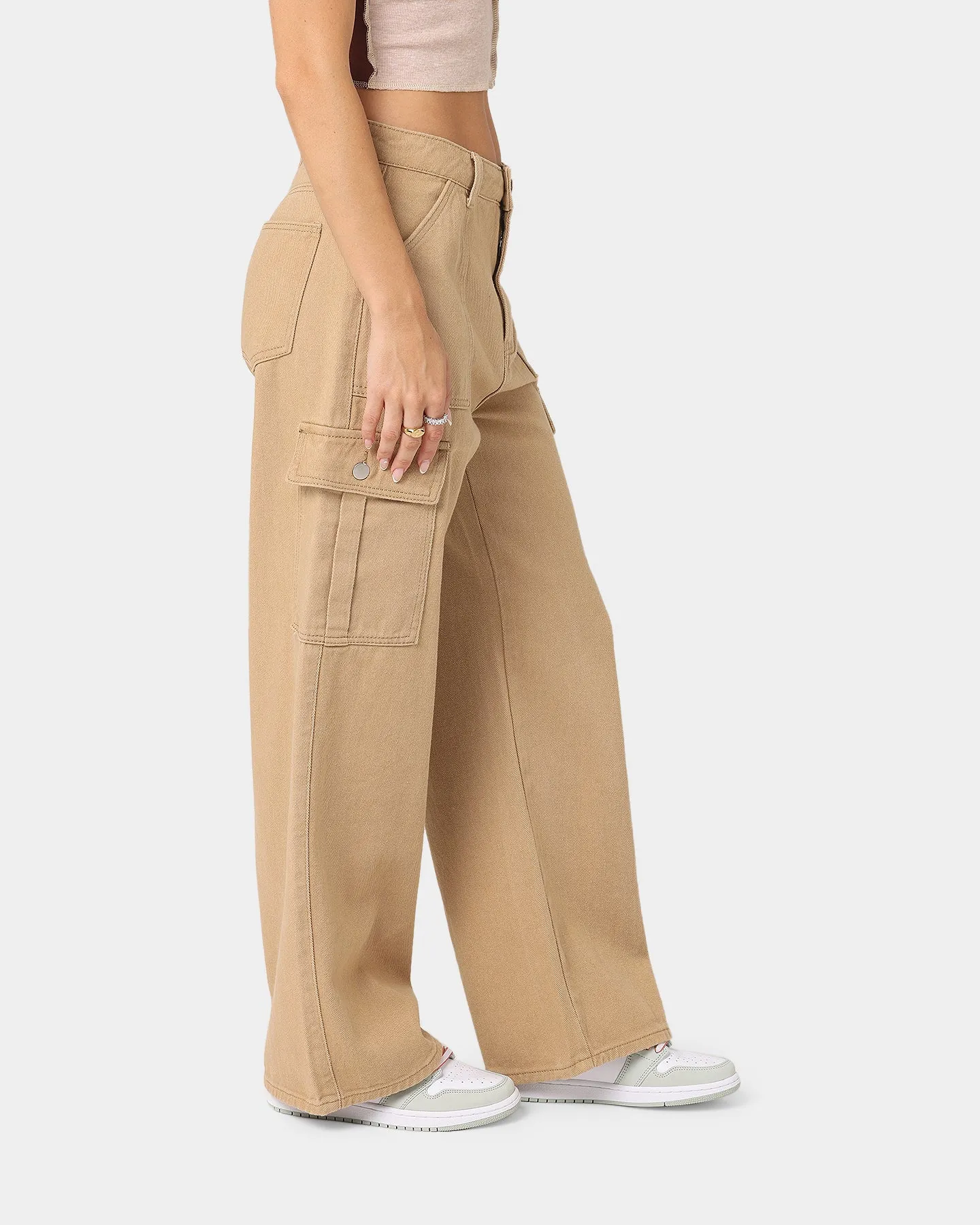 XXIII Women's Poppy Wide Leg Cargo Pants Tan